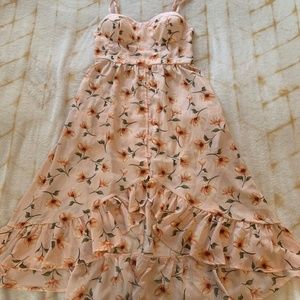 Pink Floral Midi Dress